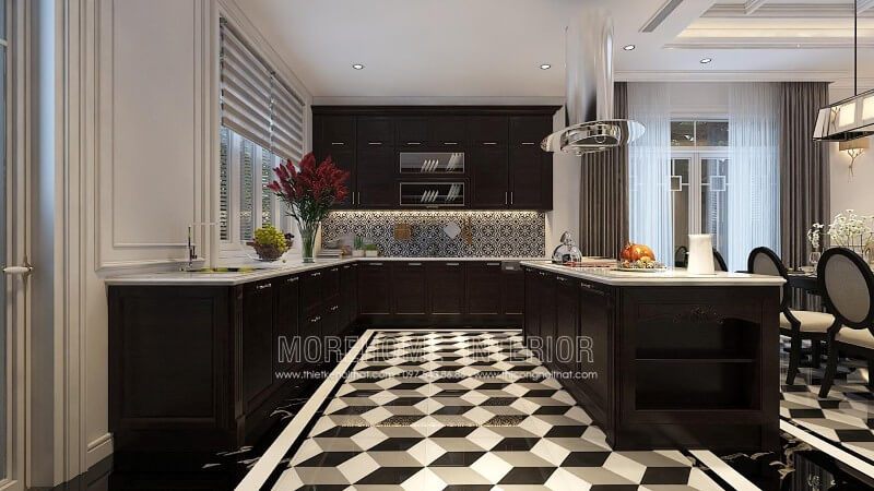 Mẫu thiết kế tủ bếp sang trọng tại biệt thự Starlake Tây Hồ Hà Nội cao cấp