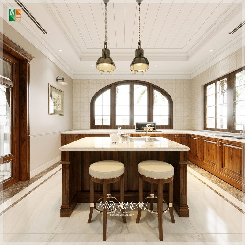 Tại Morehome, hãy tham khảo và tự hào về mẫu thiết kế không gian bếp biệt thự được tạo ra bởi đội ngũ KTS.
